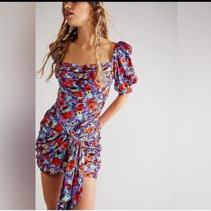 For love And Lemons Chiara puff Sleeve Mini Dress size L-like new